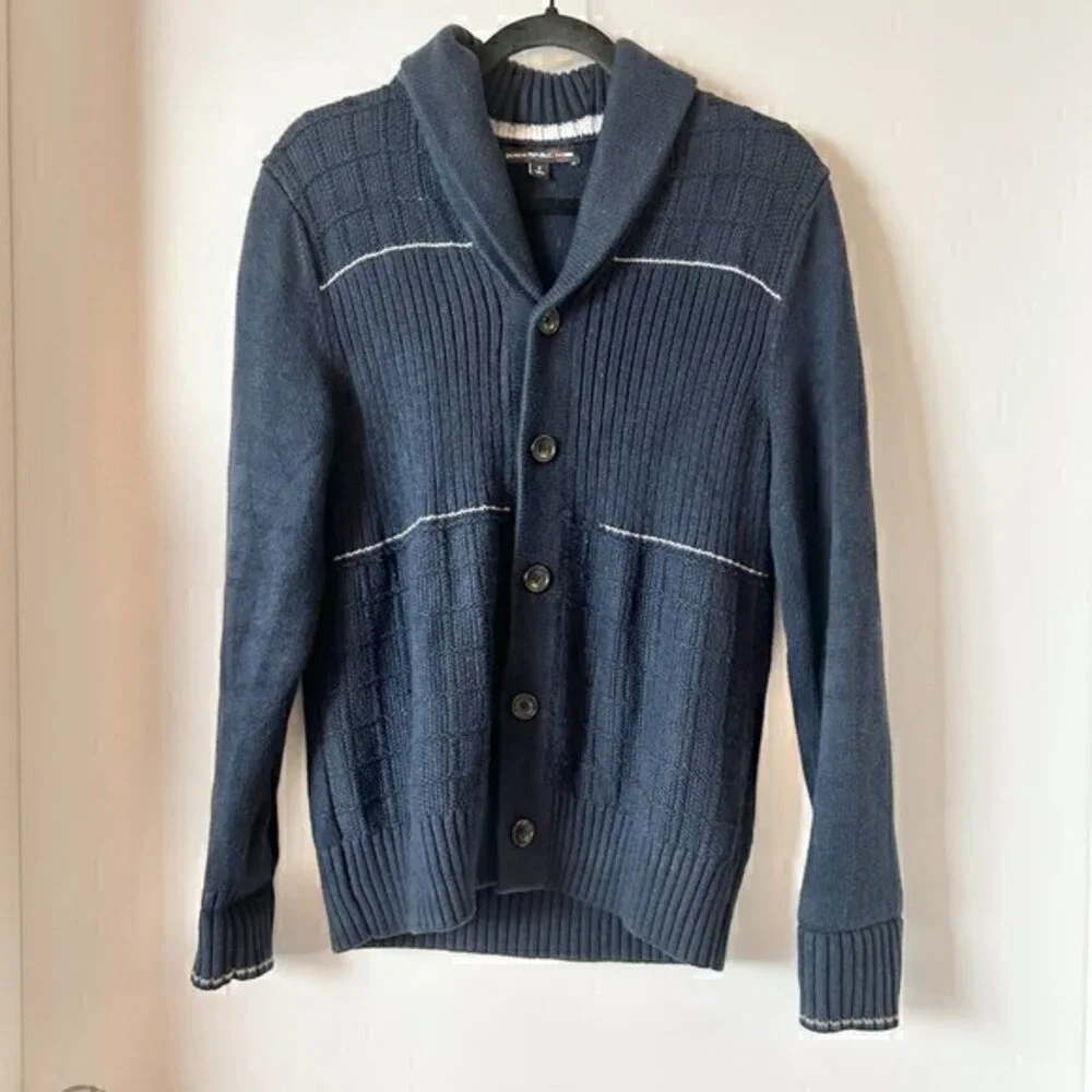 Banana Republic Men's Heavy Knit Button Down Cardigan Sweater Navy Blue Size S